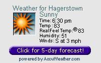 Click for Hagerstown, MD 15 day forecast. (Opens in a new popup window.)