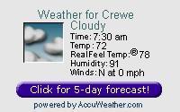 Click for Crewe, VA 15 day forecast. (Opens in a new popup window.)