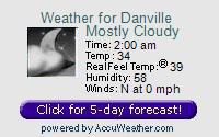 Click for Danville, VA 15 day forecast. (Opens in a new popup window.)