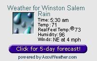 Click for Winston-Salem, NC 15 day forecast. (Opens in a new popup window.)