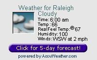 Click for Raleigh, NC 15 day forecast. (Opens in a new popup window.)